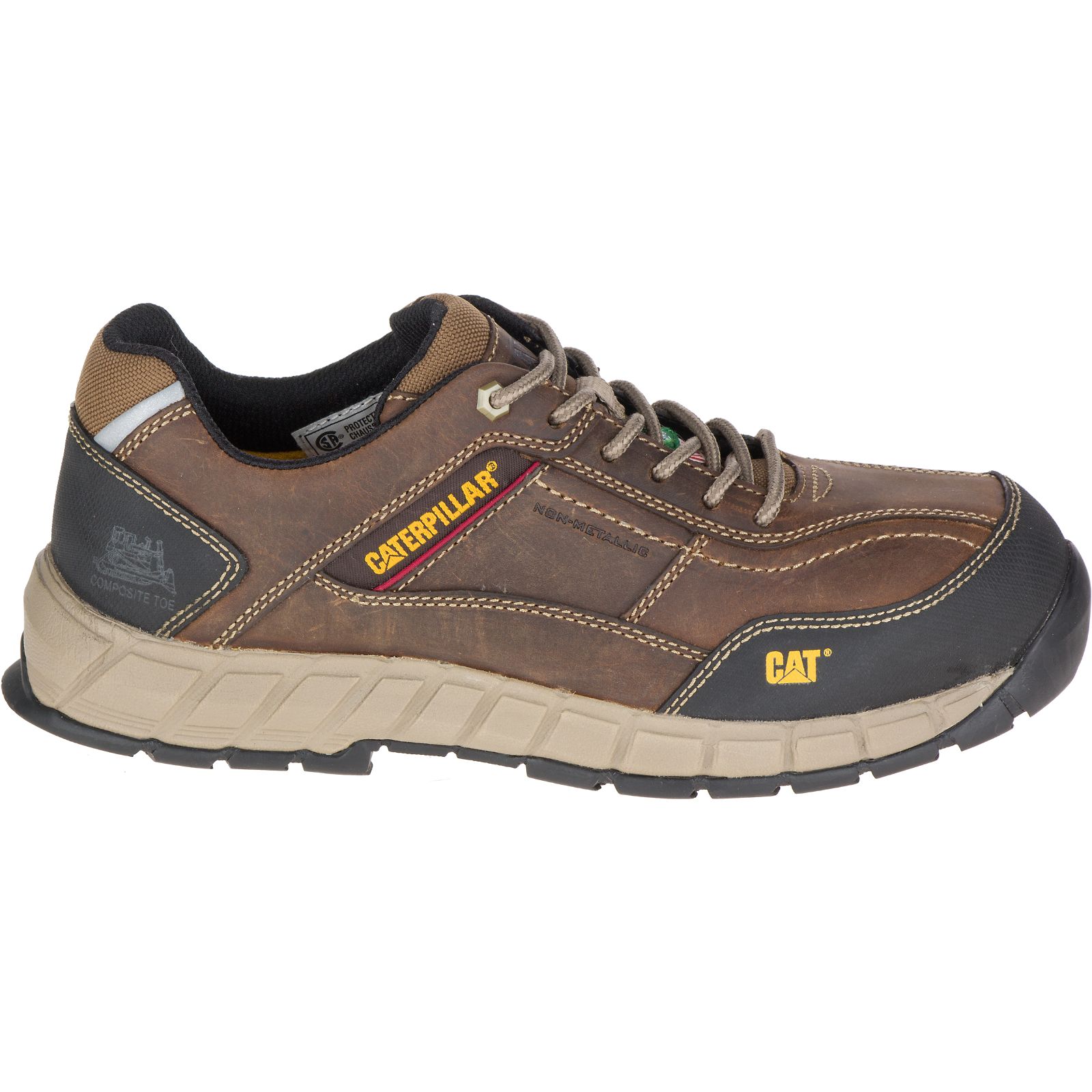 Men's Caterpillar Streamline Leather Csa Composite Toe Work Shoes Dark Beige Ireland GQFZ94702